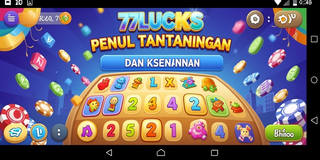 Tampilan gameplay 77LUCKS yang seru dan penuh warna.