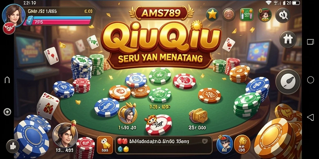 Tampilan seru dari gameplay QiuQiu di AMS789.