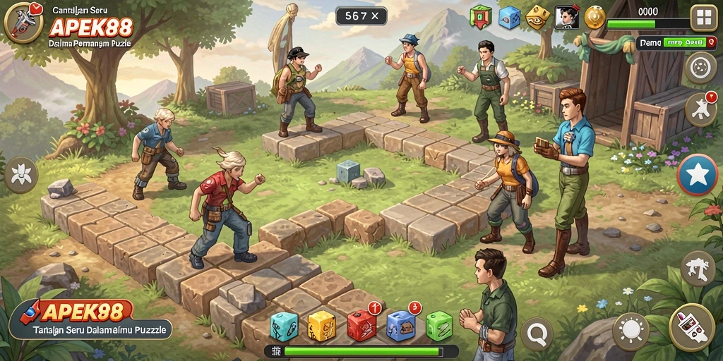Tampilan gameplay seru APEK88 dengan berbagai tantangan puzzle.