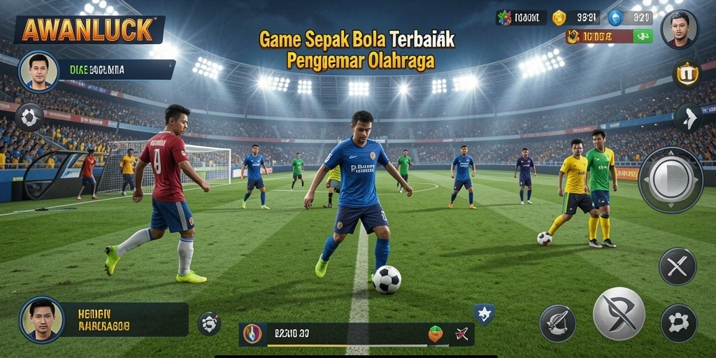 Gameplay seru AWANLUCK dengan aksi sepak bola dinamis.