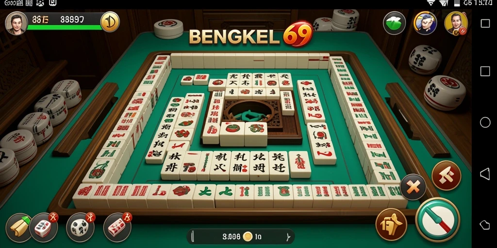 Tampilan gameplay BENGKEL69 yang menarik saat menyusun batu Mahjong.