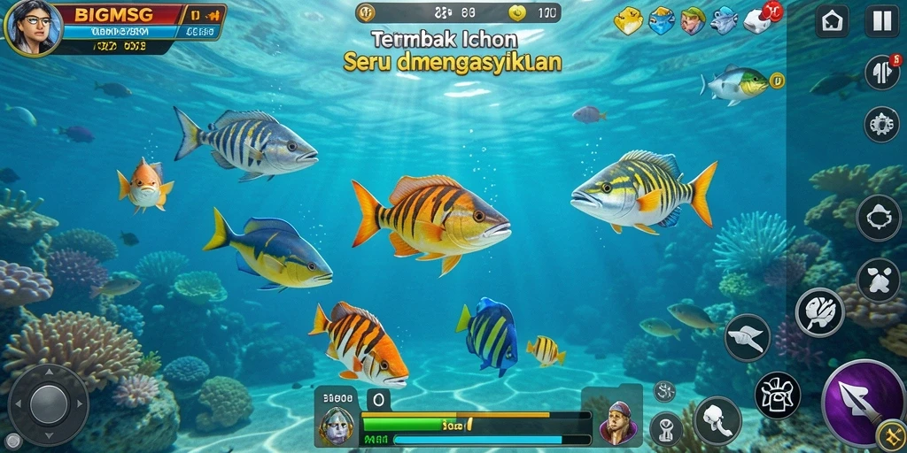 Gameplay seru BIGMSG dalam menembak ikan.