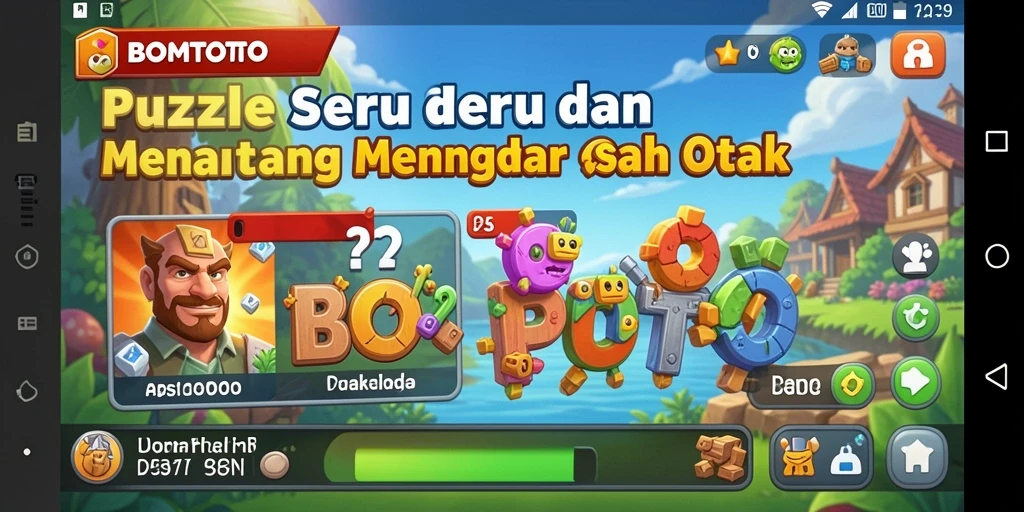 Tampilan gameplay <strong>BOMTOTO</strong> dengan teka-teki seru dan menantang.