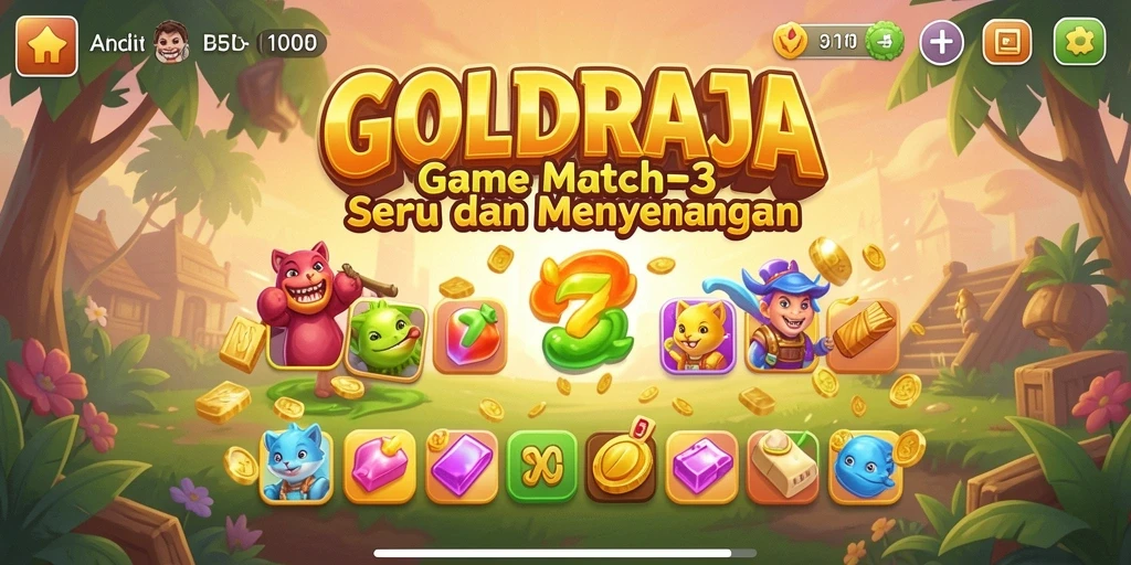 Gameplay GOLDRAJA yang seru dengan Match-3 yang menantang.
