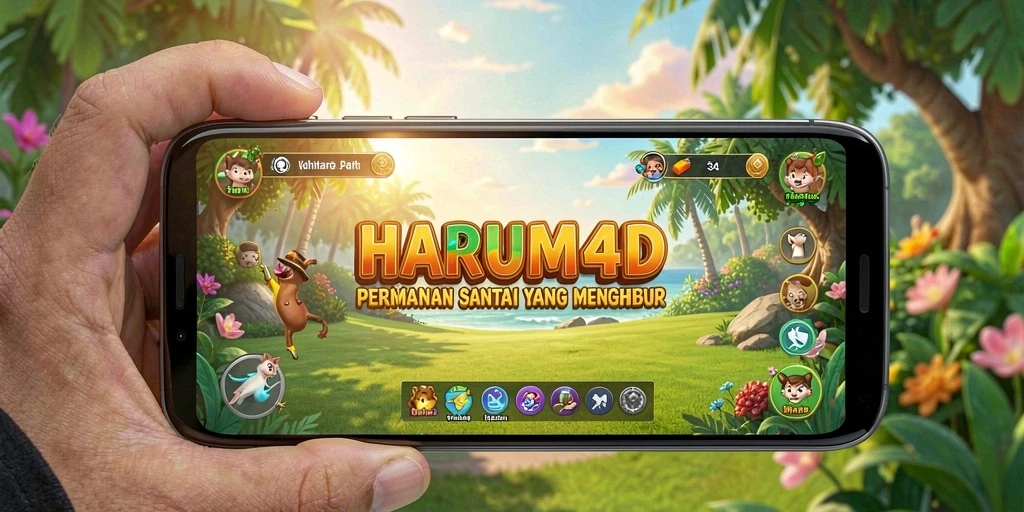 Tampilan menarik dari gameplay HARUM4D yang penuh warna.