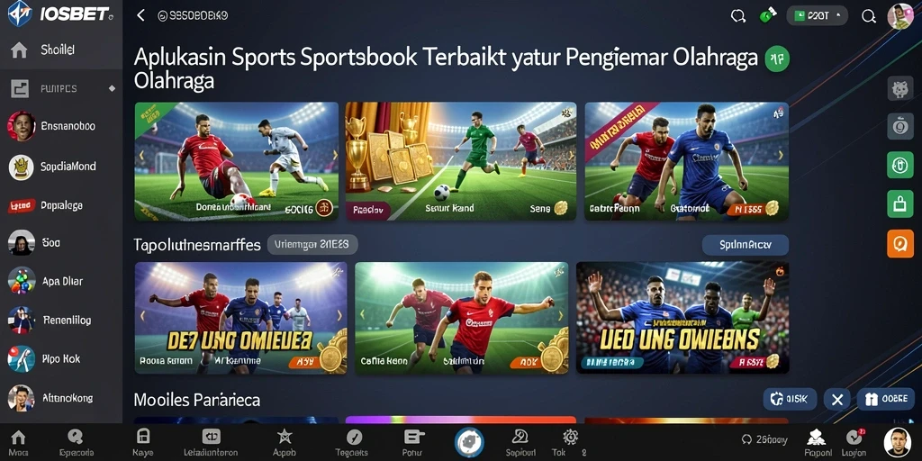 Screenshot utama menunjukkan antarmuka <strong>IOSBET</strong> dengan berbagai opsi taruhan olahraga.