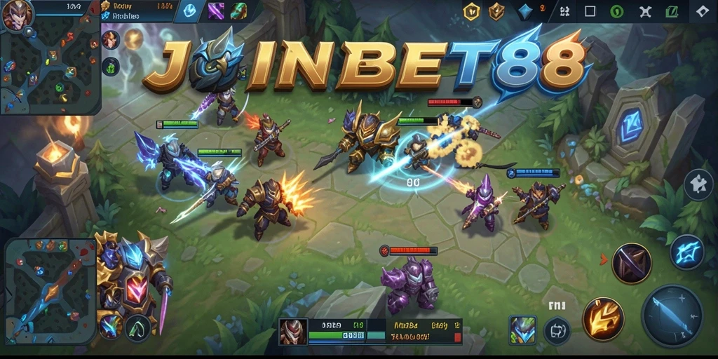Screenshot permainan <strong>JOINBET88</strong> menampilkan aksi pertarungan epik dan strategi tim.
