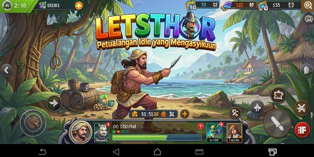 Screenshot gameplay LETSTHOR yang menunjukkan aksi karakter dalam mode Idle.
