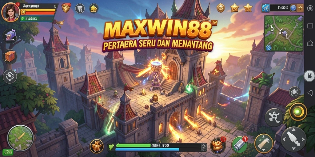 Gameplay seru MAXWIN88 dengan menara berstrategi.