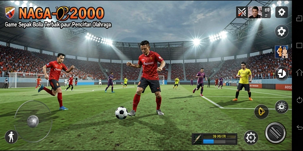 Tampilan gameplay NAGA2000 yang mendebarkan saat laga sepak bola.