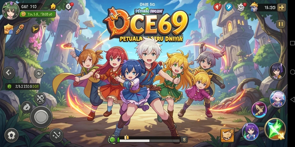 Screenshot gameplay OCE69 menampilkan karakter anime dalam aksi.