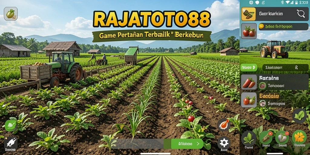 Screenshot utama RAJATOTO88 menampilkan petani bekerja di ladang hijau.
