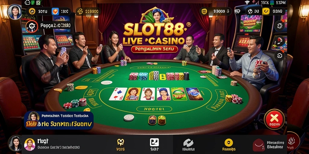 Tampilan gameplay yang mengasyikkan di SLOT88 dengan dealer langsung.