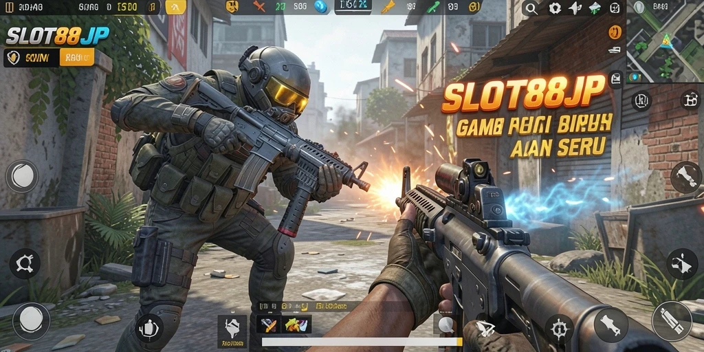 Tampilan seru gameplay real-time SLOT88JP dalam aksi FPS.